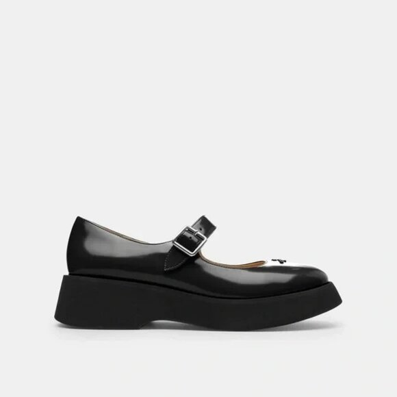Coach Vickie Mary Jane Shoes Women's Black Spazzolato Leather Size 9.5 - Picture 1 of 5